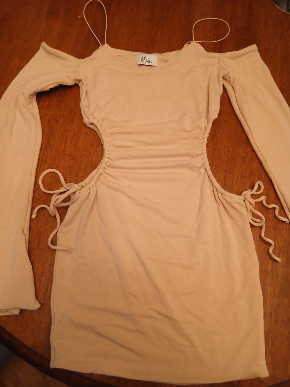 Oh Polly Nude Blush Cutout Mini Dress